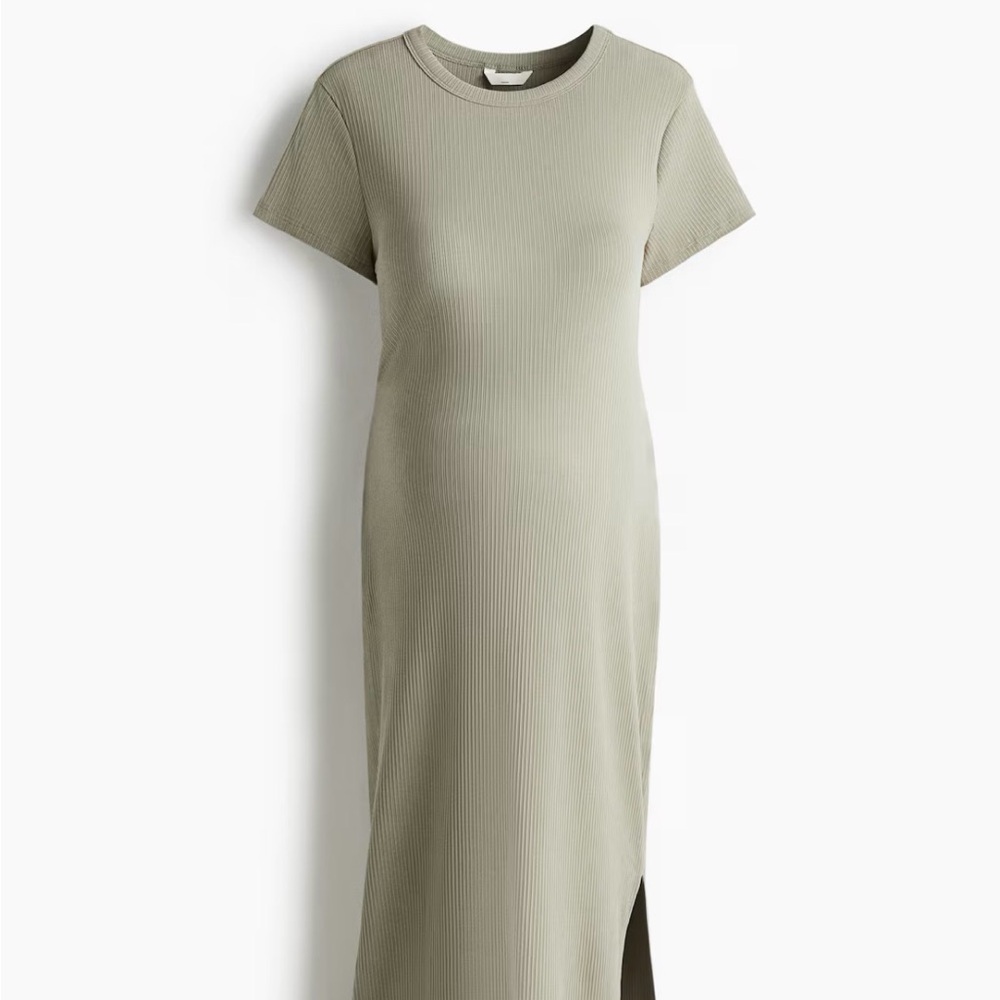H&M Olive Ribbed Maturity Side Slit